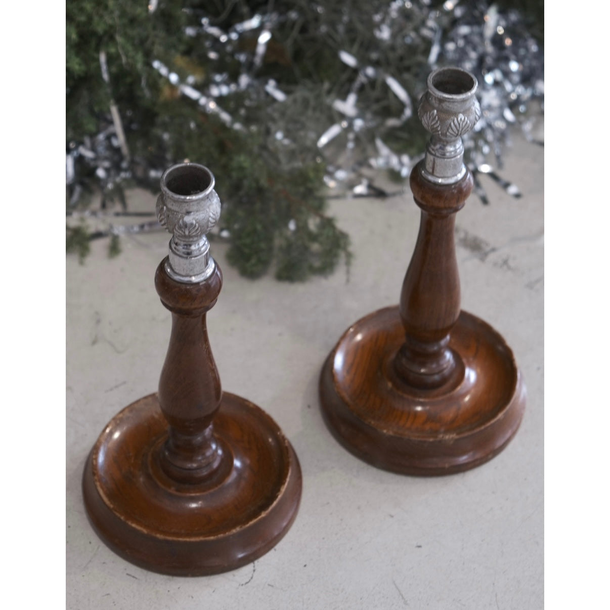 木柄銀雕燭杯燭台