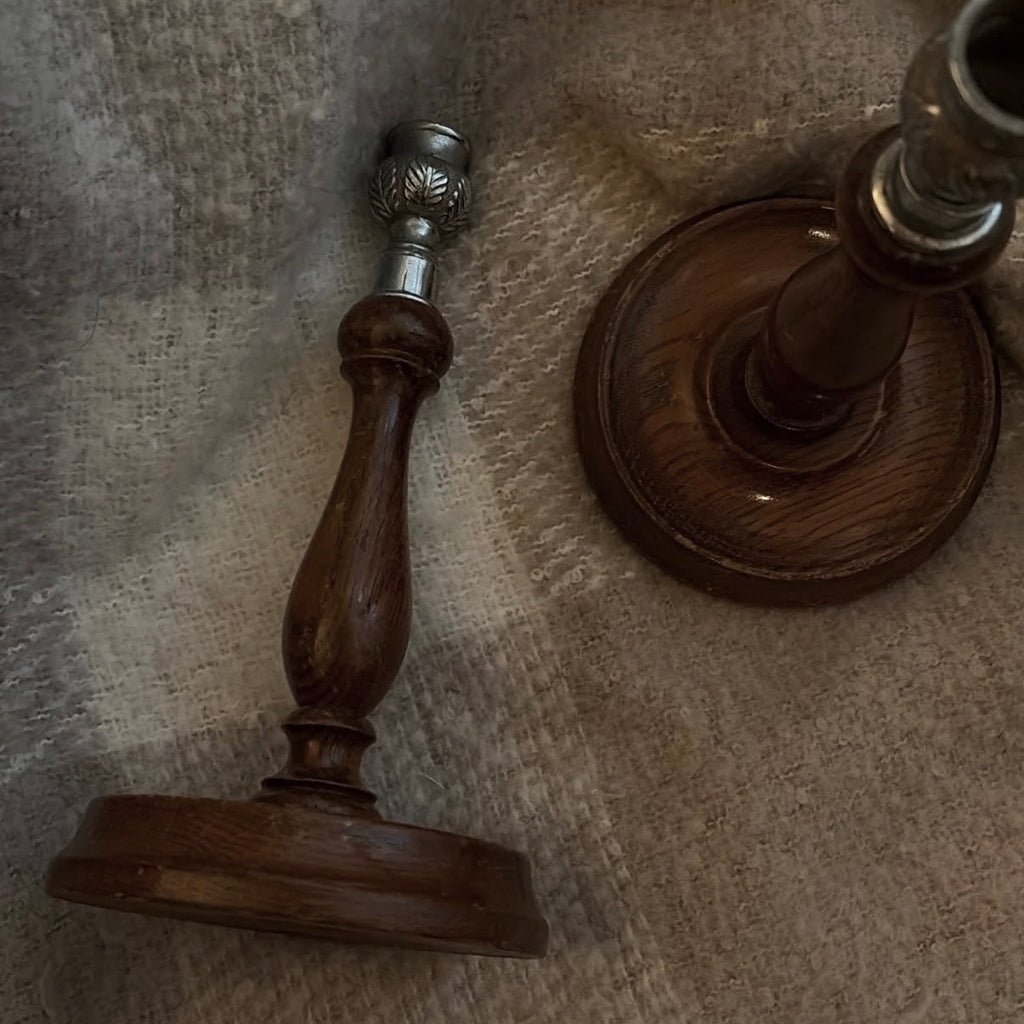 木柄銀雕燭杯燭台