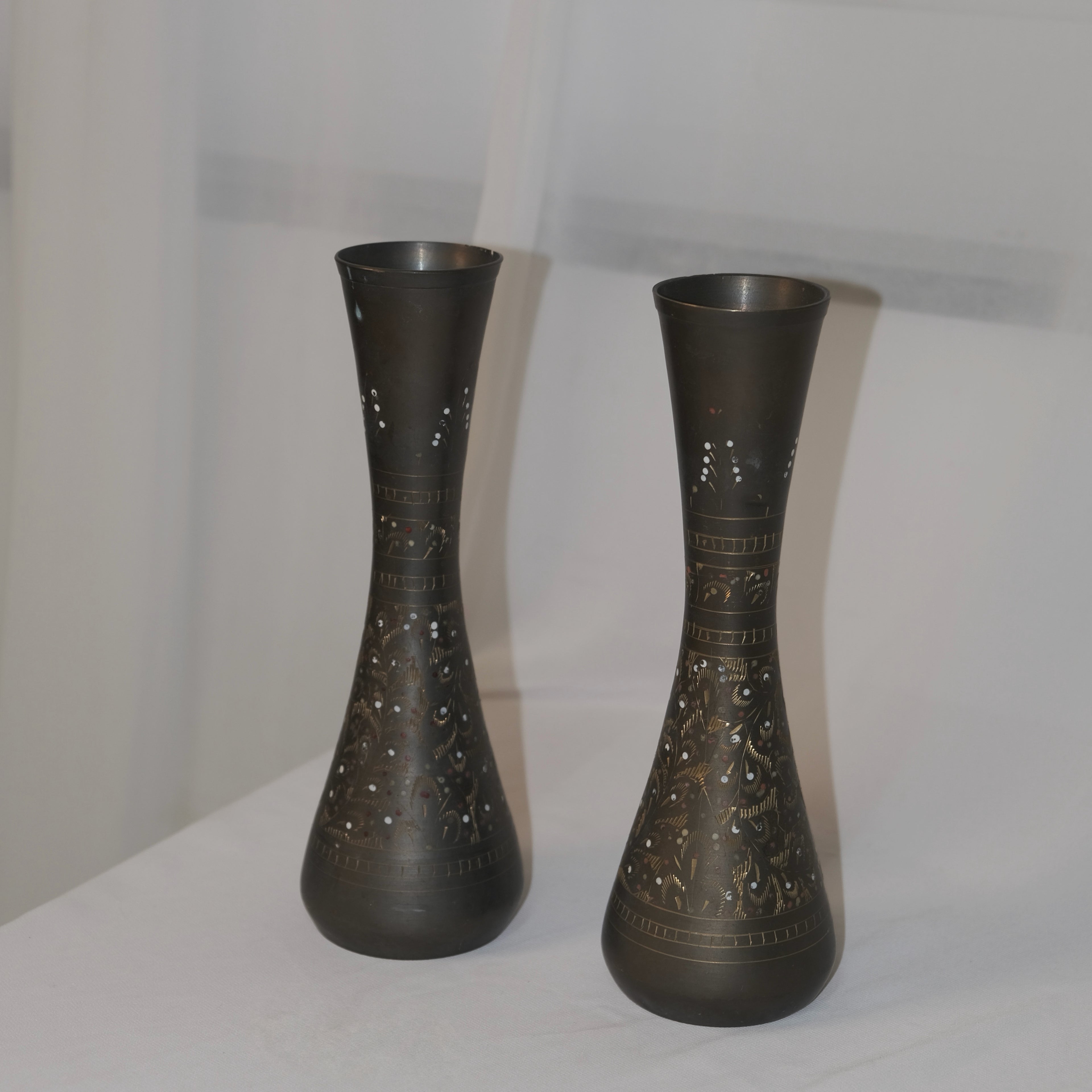 雕紋銅製古董花器